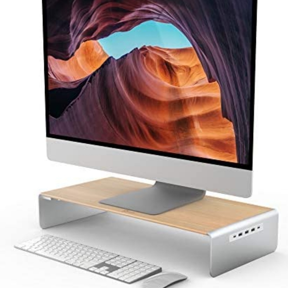 j5create Wooden Monitor Stand with USB Type C / HDMI Docking Station - USB 3.1 C